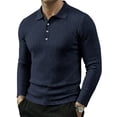 thumbnail image 2 of Garbnen Ribbed Men Polo Shirts Long Sleeve Men Golf Shirt Collared Stretch Fall Winter Casual Athletic Workout Shirts for Men XXL, 2 of 8