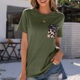 thumbnail image 2 of Camiseta de manga corta con cuello en V y costuras de leopardo de temperamento para mujer Fridja  bn5641, 2 of 7