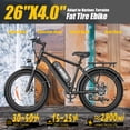 thumbnail image 5 of 26 Inch 750W 1500W Electric Bike, 48V 15.6Ah Removable Battery, 26x4 Fat Tire Mountain Ebike, UL2849, Black, 5 of 9