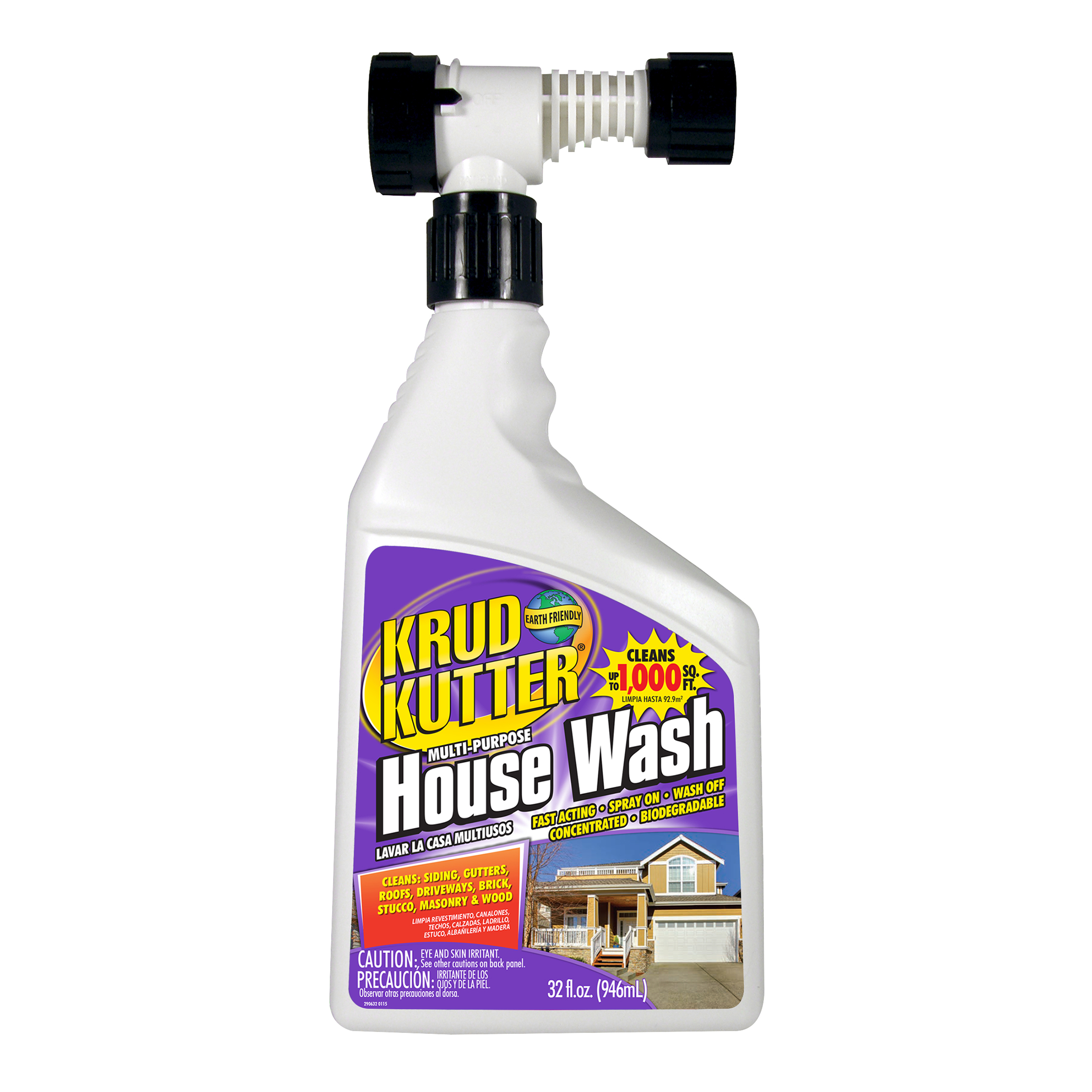 Krud Kutter Multi-Purpose House Wash Cleaner with Hose End, Liquid Concentrate, 1 qt