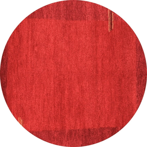 Ahgly Company Indoor Round Abstract Orange Contemporary Area Rugs, 6' Round