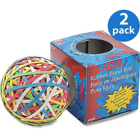 (2 Pack) ACCO Rubber Band Ball, 275 Bands Per Ball, Assorted Colors, 1/Box