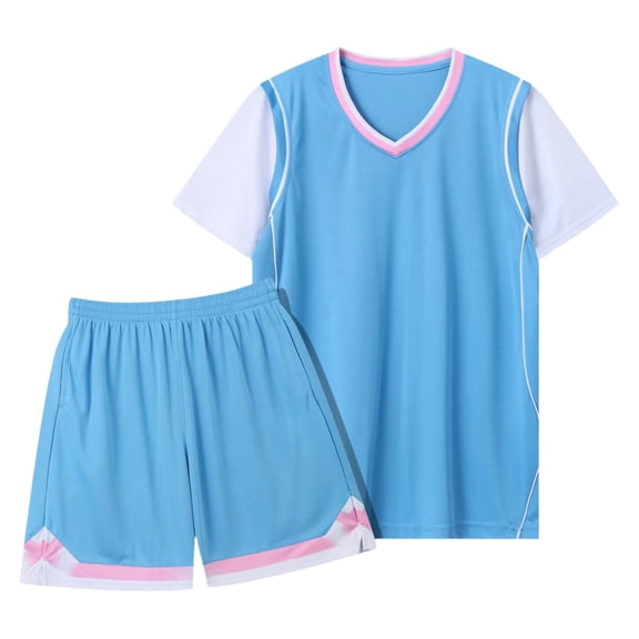 Little Girl Outfit Sets Unisex Training Sports Team 5 14 Years Girls Spring Clothes,Sky Blue,Size 7 -8 Years