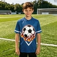 thumbnail image 2 of Little Boys' Sports Short Sleeve Graphic T-Shirts Fun Football Printed Crew Neck T-Shirt Size 8-9T, 2 of 4
