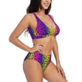 thumbnail image 2 of Wukai Animal Paw Rainbow Women's Bikini Set Two Piece,wimsuit High Waisted V Neck Twist Front Adjustable Spaghetti Straps Bathing Suit-Medium, 2 of 7