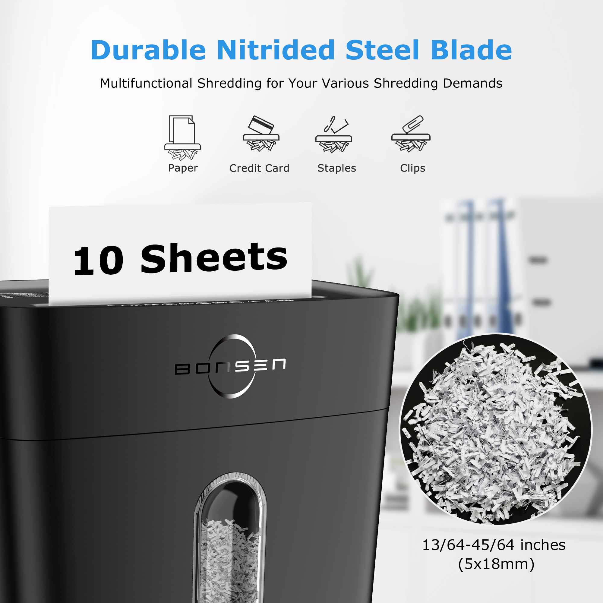 Bonsen 10-Sheet Cross-Cut Paper Shredder photo 5