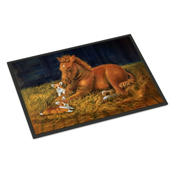 Corgi Sunrise with Colt Door Mat