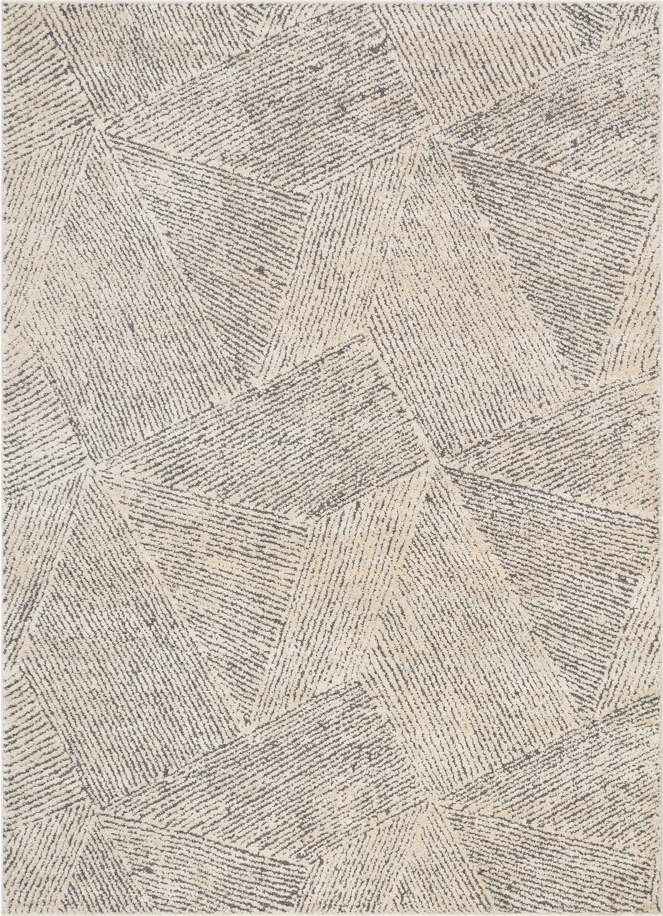 Well Woven Malaga Enzo Geometric Lines Beige 5'3" x 7'3" High-Low Area Rug