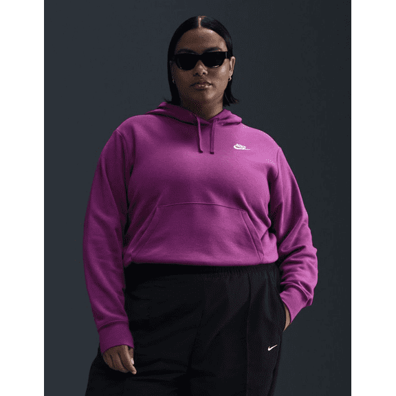 Plus Size Nike Sportswear Club Fleece Hoodie Color: Hot Fuchsia Size: 1X