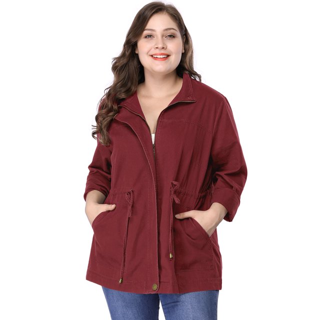 Chaqueutilitarcon cordón cuello alto talgrande pamujer BorgoXL