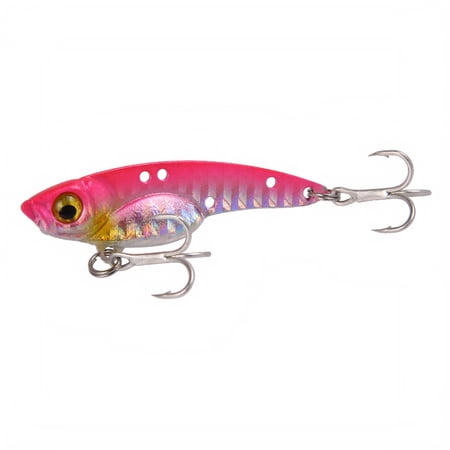 Sinking Metal VIB Blade Bait Fishing Lure Long Casting Hard Bait with 3D Eyes and Treble Hooks Pink L 0.63 oz 2.76 Inch