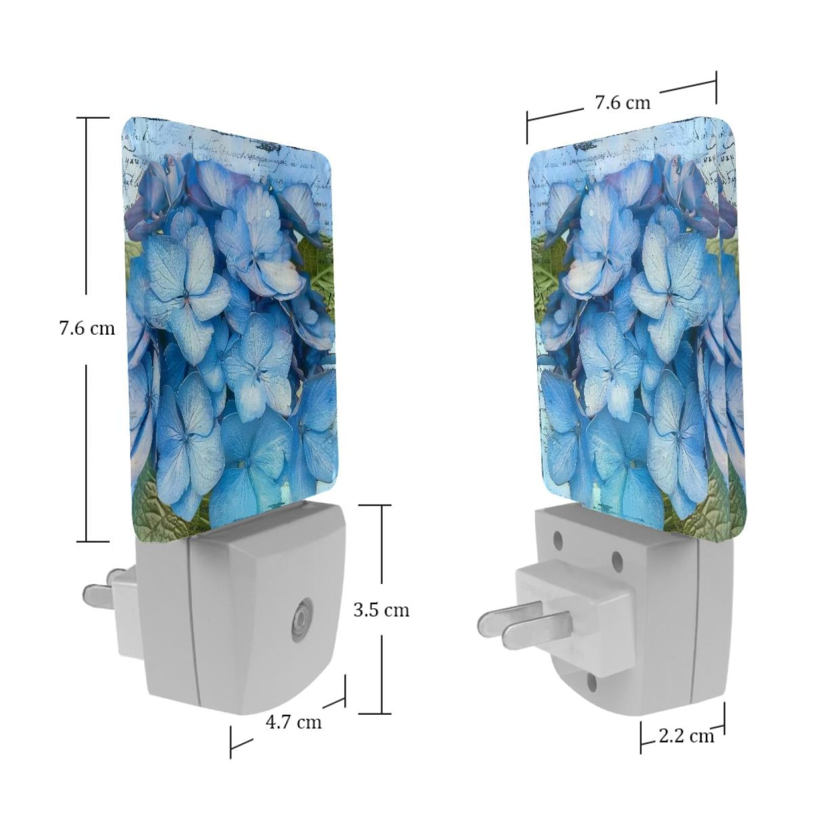 PhooArto Blue Hydrangeas Leaves Plug in LED Night Light Auto Sensor Dusk to Dawn Decorative Night for Bedroom, Bathroom, Kitchen, Hallway, Stairs, Baby's Room, Energy Saving