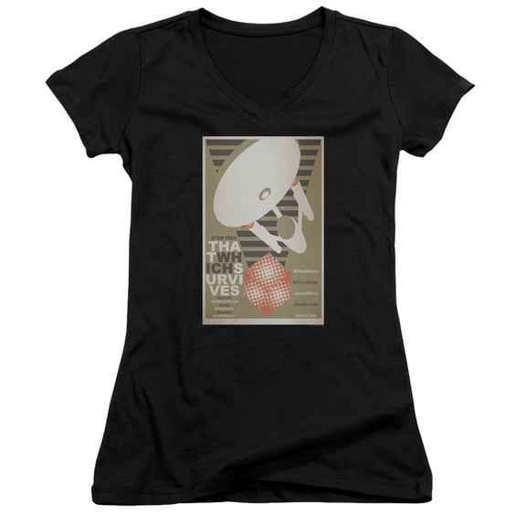 Star Trek Tos Episode 72 Junior Women's V-Neck T-Shirt Black