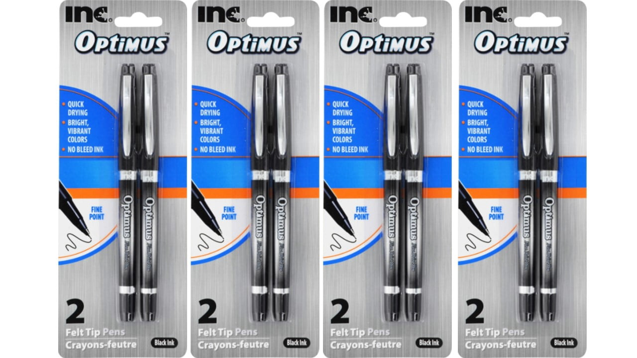 New Inc Optimus Felt Tip Pens Fine Point, 1 pack of 2 Pens
