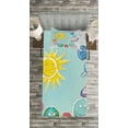 thumbnail image 3 of Ambesonne Space Quilted Bedspread Set 2 Pcs, Cartoon Sun Planets, Twin Size, Multicolor, 3 of 3