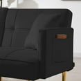 thumbnail image 5 of FFH Convertible Futon Sofa Bed for Living Room, 69" Tufted Sleeper Loveseat with Cup Holder, Black Velvet, 5 of 7