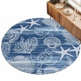 thumbnail image 2 of Round Area Rugs 3.3Ft, Navy Blue Coastal Non-Slip Washable Circle Rugs Carpet, Nautical Coral Starfish Shell Turtle Summer Indoor Outdoor Rug Floor Mats Throw Runner for Bedroom Living Room Bathroom, 2 of 8