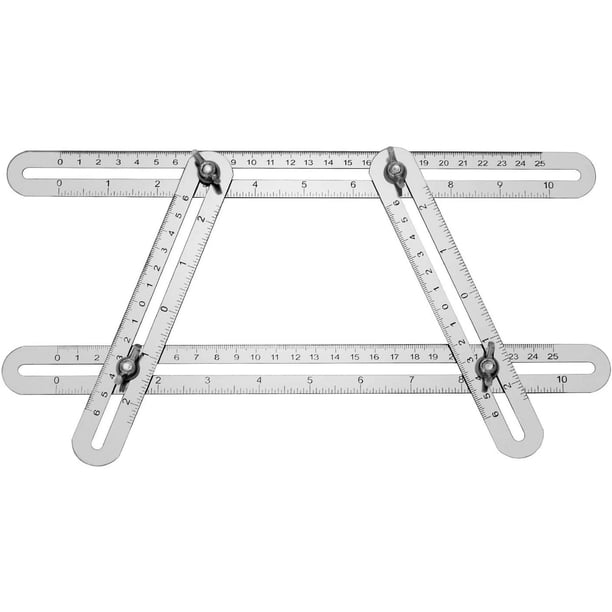 Regla de medición de ángulos , Herramienta de medición de ángulos , Regla de ángulos múltiples , Regla plegable de cuatro escalas dobles de aleación de aluminio plegable Herramienta de medición de