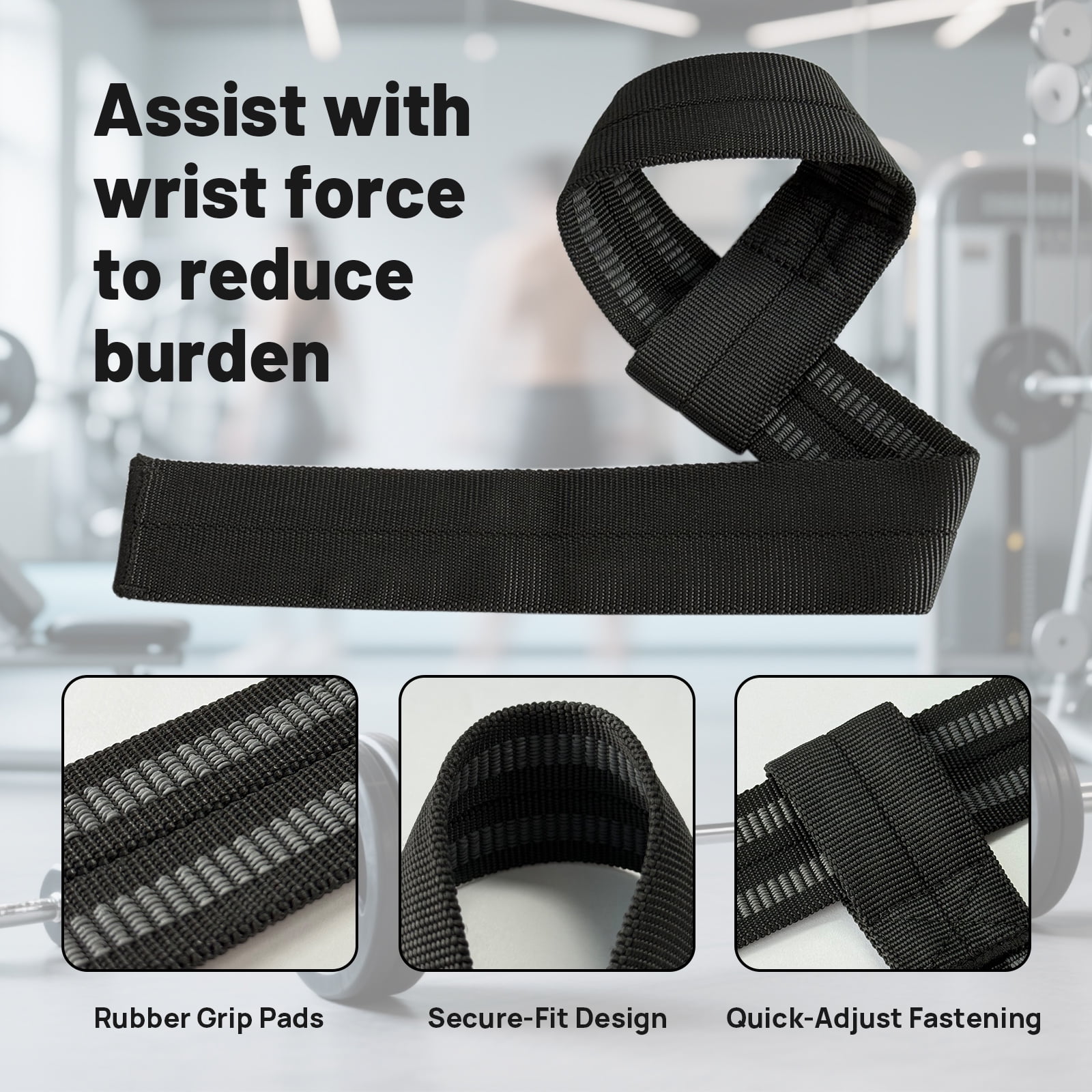 Lockways Lifting Straps Sets for Weightlifting 25 In Lifting Straps and 23 In Wrist Straps for Gym Bodybuilding Strength Training 4 Pcs