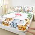 thumbnail image 3 of Feelyou Pink Flamingo Animal Queen Sheet Sets for Kids, Hippo Zebra Wildlife Flat Sheet, Green Leaf Plant Queen Fitted Sheet, Microfiber Bedroom Decor, 4-Piece, 3 of 7
