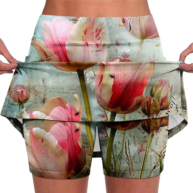 LOVZFMLL Jupe-Pantalon Taille Mi-Haute pour Femmes Shorts de Sport et Décontractés Jupe-Pantalon Multicolore TG