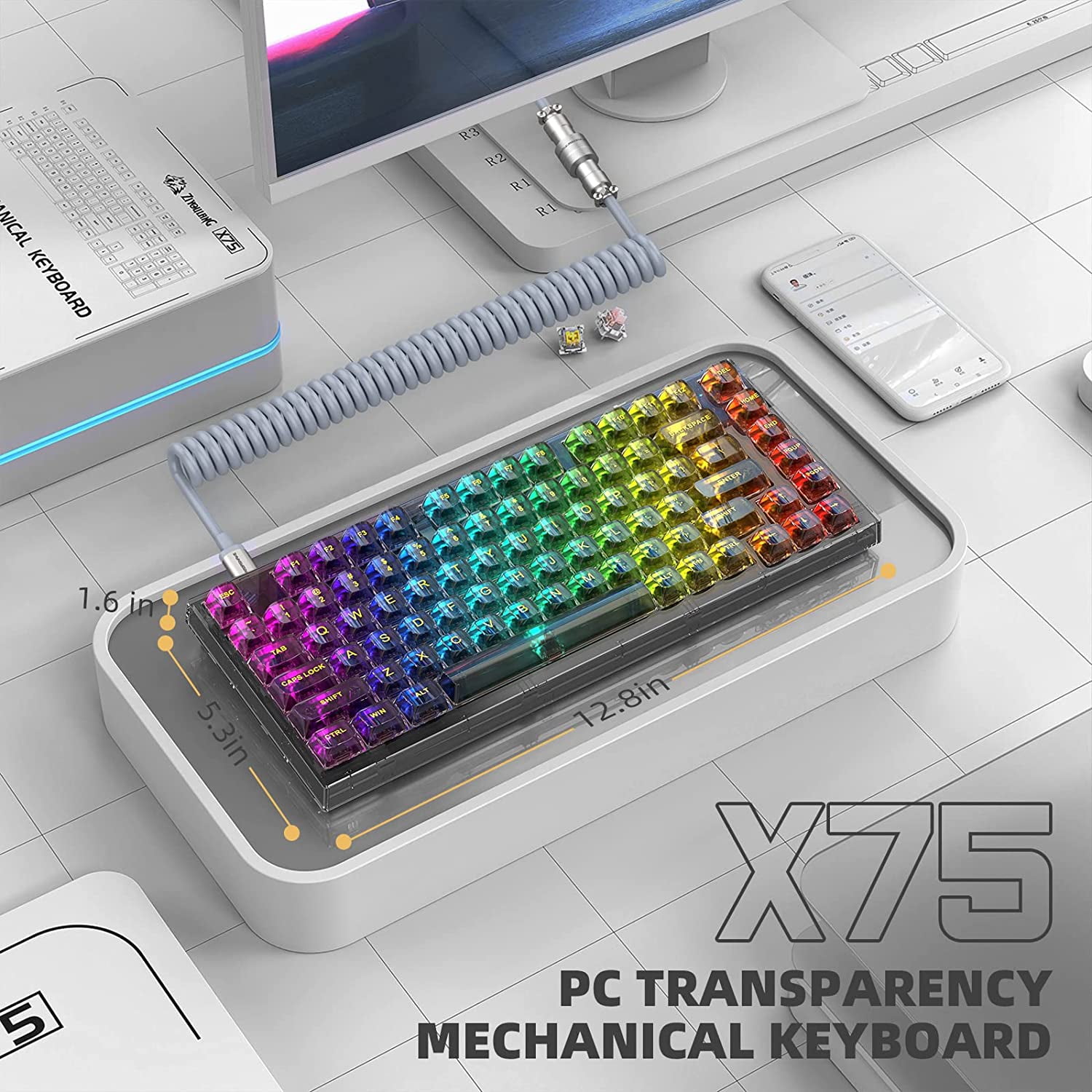 Free Shipping! XINMENG X75 82 Key Hot Swappable Mechanical