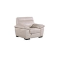 thumbnail image 3 of EK081 Light Gray Color With Italian Leather Chair and wooden legs, 3 of 5