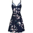 thumbnail image 3 of Robe d'Été Décontractée à Bretelles Spaghetti à Fleurs à Col en V pour Femme avec Poche Bleu Marine P, 3 of 4