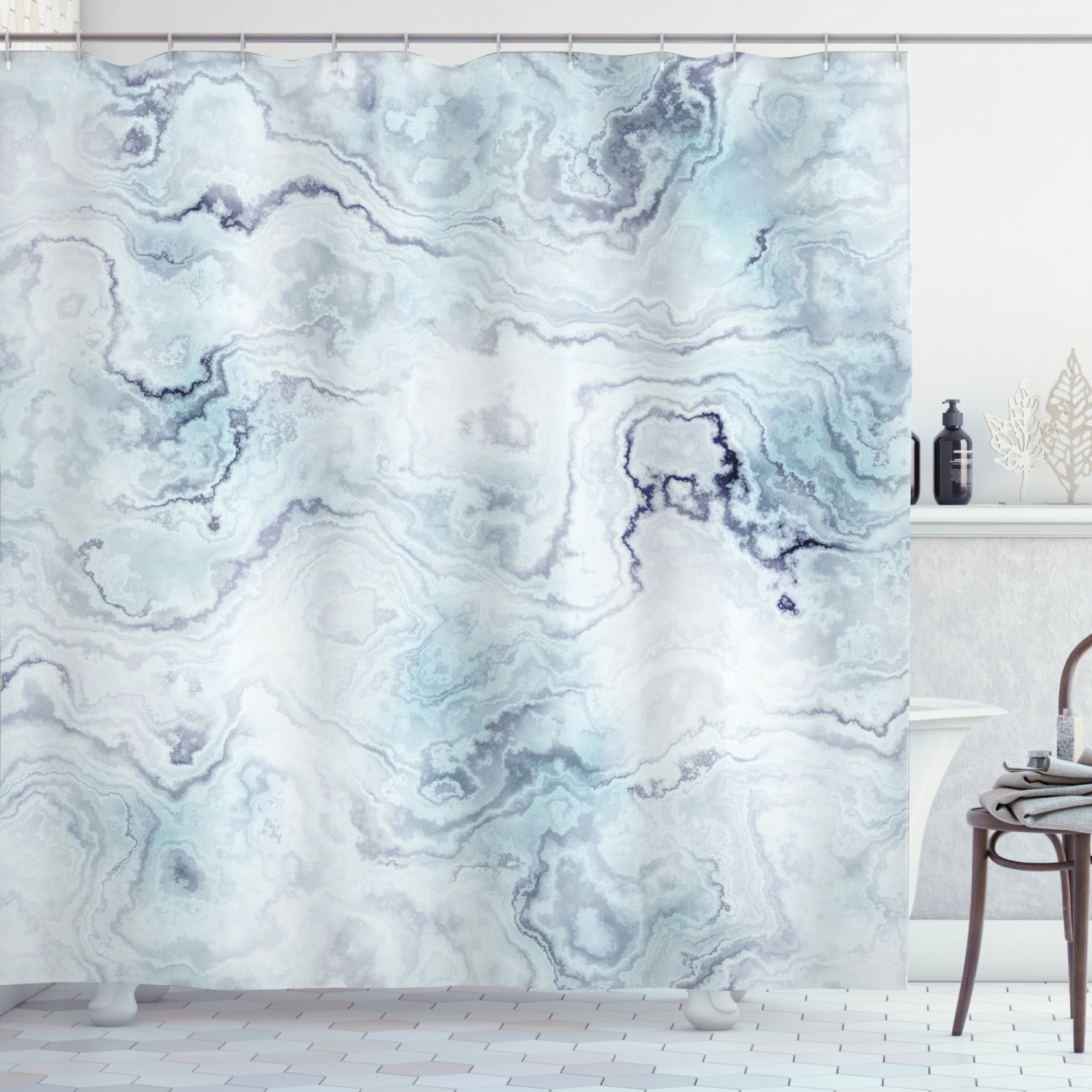 Marble Shower Curtain Soft Pastel, Grey Marble Shower Curtain