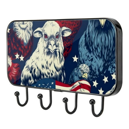 

American Flag Animal Self Adhesive Towel Coat Wood Iron Hooks for Home Keys Door Outdoor Home Improvement Utility Hook