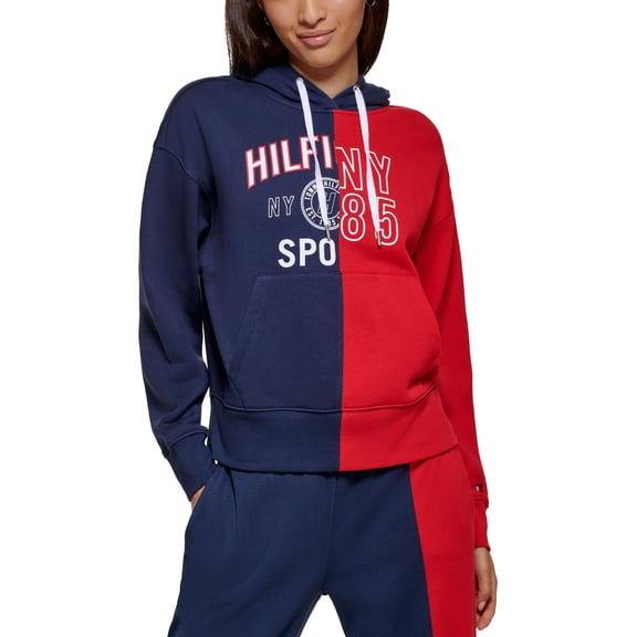 Women's Active color blocked with split graphic hoodie Navy S