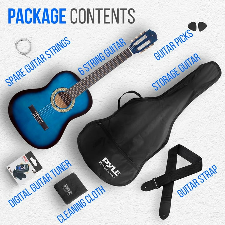 Pyle 36 Inch 6 String Classic Acoustic 3/4 Scale Guitar w Pyle 36 Inch 6 String Classic Acoustic 3/4 Scale Guitar w