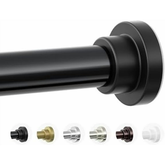 Shower Curtain Rod, 1" Diameter Heavy Duty Tension Shower Rod, Non Slip Adjustable 28-46 inch No Drilling Shower Curtain Rods Spring Tension For Bathroom, Shower Stall, No Rust, Black
