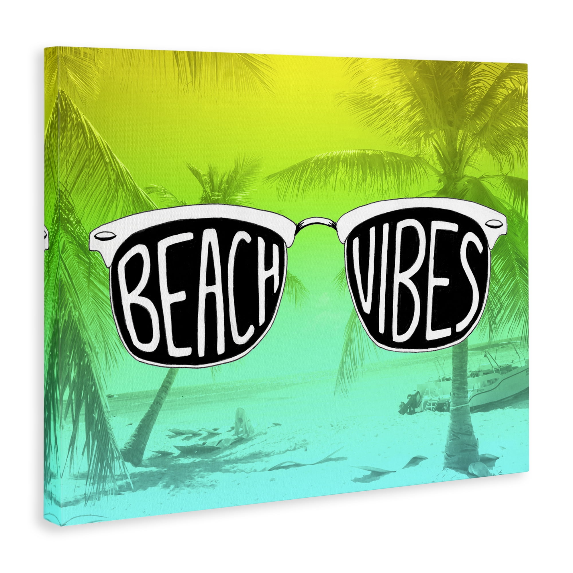 Stupell Industries Beach Vibes Sunglasses Typography Painting Gallery Wrapped Canvas Art Print Wall Art, 40 x 30