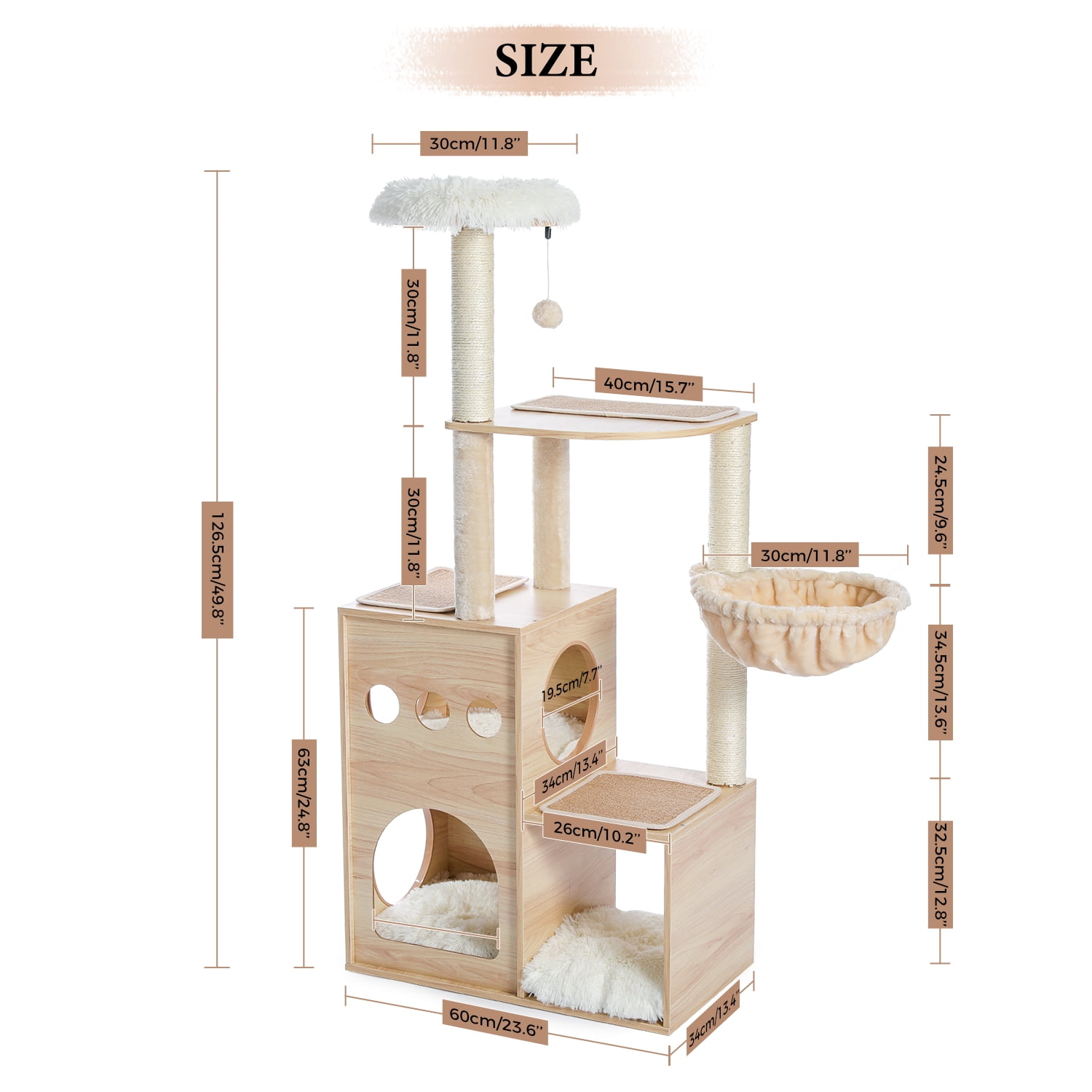 Pefilos 49" Cat Tree Tower for Indoor Cats Multi-Level Cat Tower Cat Sky Castle with 2 Cozy Cat Condos, Beige Pefilos 49" Cat Tree Tower for Indoor Cats Multi-Level Cat Tower Cat Sky Castle with 2 Cozy Cat Condos, Beige