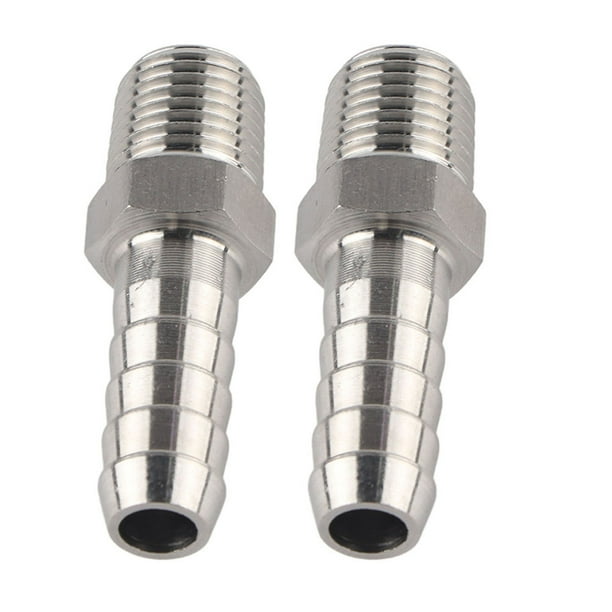 M Buder 2PCS Adaptador Neumático Conector de Lengüeta BSPT 1/4in a 10mm (0.39 pulgadas) Acero Inox