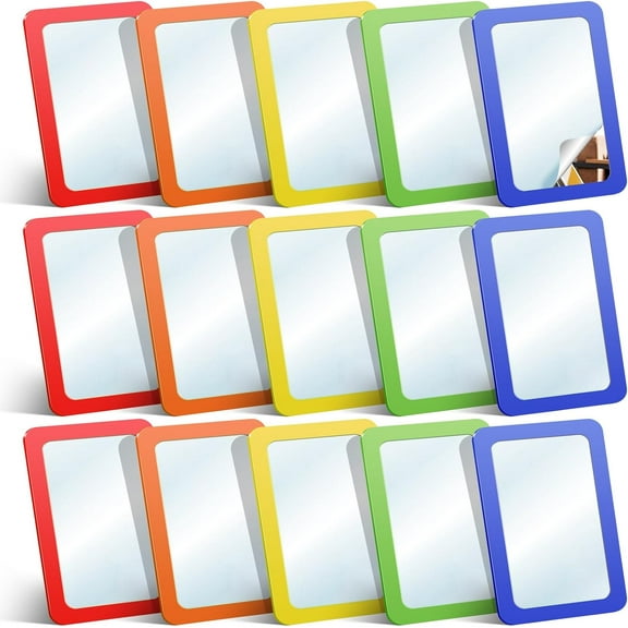 15 Pcs Small Mirrors for Kids 6 x 4 Inch Unbreakable Shatterproof Mirror for Crafts Square Round Corners Double Sided Preschool Facial Expression Classroom Mirror DIY Crafts (5 Bright Colors)