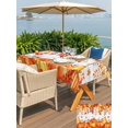 thumbnail image 4 of Outdoor Tablecloth with Umbrella Hole and Zipper, Fall Pumpkin Rectangle Table Cloth 60x120 Inch Waterproof Tablecloth, Orange Red Thanksgiving White Wood Grain Picnic Table Cover for Patio Camping, 4 of 7