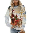 thumbnail image 2 of Uoodti Womens Christmas Sweatshirt Cute Santa Claus Graphic Holiday Shirts Men Women Casual Crewneck Long Sleeve Loose Ath Gift letic Tops, 2 of 8