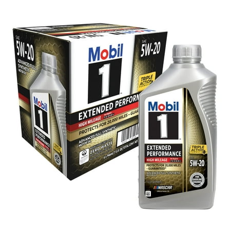 (4 pack) Mobil 1 Extended Performance High Mileage Formula 5W20, 1 qt
