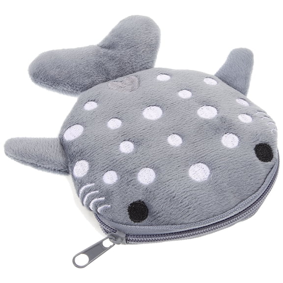 GAXIRE 1Pcs Kawaii Wallet for Women and Kids in Grey Plush with Coin Storage