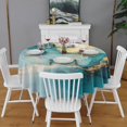 thumbnail image 2 of Blue Gold Marble Pattern Round Tablecloth 60"x60",Wrinkle Wipeable Table Cloth for Kitchen Dining Room Picnic Patio Party, 2 of 6