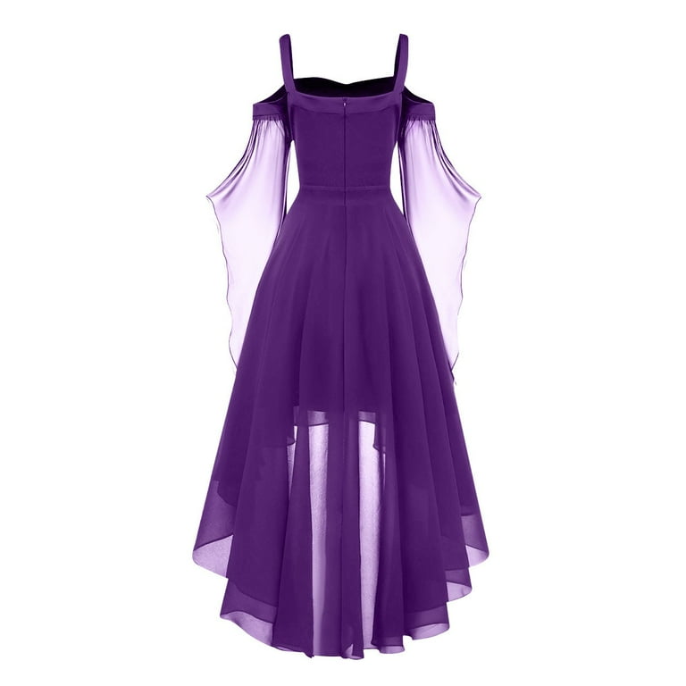 irregular hem chiffon dress Pink Chiffon Maxi Dress with Irregular Hem and V-Neck Sleeveless Design Purple / XL