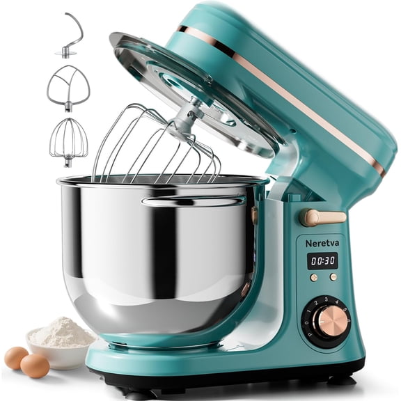 Stand Mixer, [6.34QT/ 6 P Speed/ 400W] Mixers Kitchen Electric Stand Mixer Lightweight & Large Capacity & LED Display Kitchen Mixer with Stainless Steel Bowl, Whisk, Flat Beater, Dough Hook