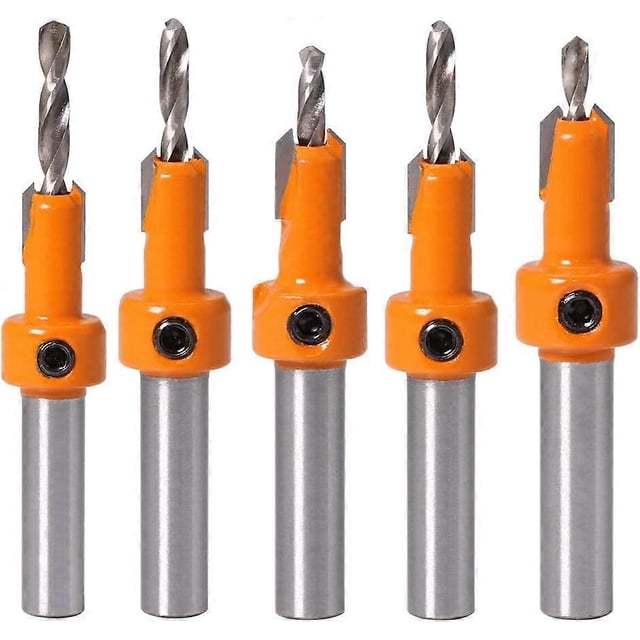 Brocas avellanadoras para carpintería Petansy de 5 piezas, brocas de biselado HSS, brocas de contrapunto