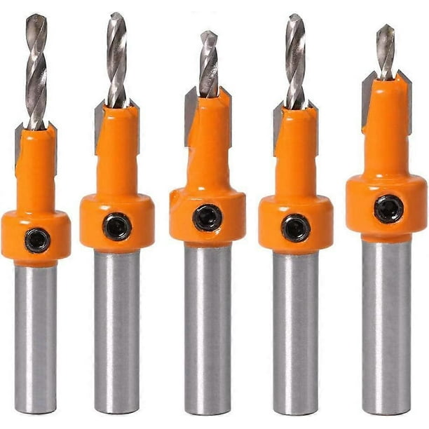 Brocas avellanadoras para carpintería Petansy de 5 piezas, brocas de biselado HSS, brocas de contrapunto
