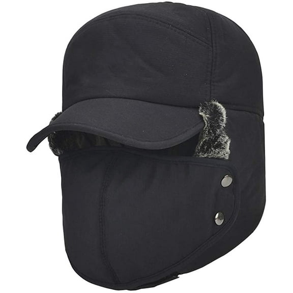 Sinhoon Winter Warm Facemask Cap, 3 in 1 Bomber Hat with Full Face Ear Flap, Men Trapper hat with Fur Lined
