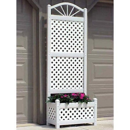 6.5-Foot Outdoor Rectangle Vinyl Sunburst Lattice Planter ...