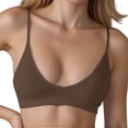 thumbnail image 2 of Women's Smooth Cotton T-Shirt Bra JIANLAI Plunge Bra V Neck Wireless No Padded Soft Comfortable Everyday Sleep Bras Coffee, 2 of 5