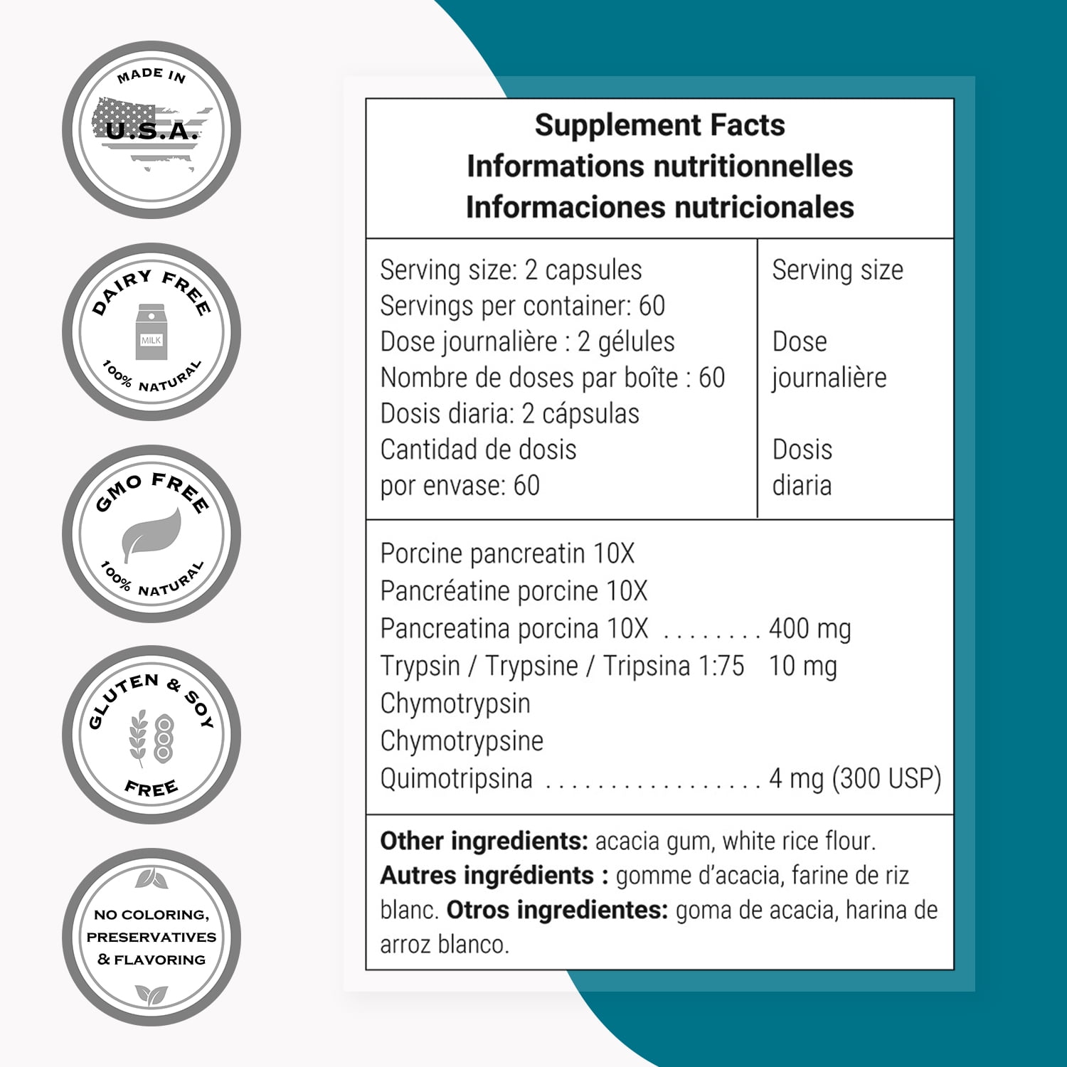 SuperSmart Pancreatin 10X (Extra Strength) - Pancreatin Digestive Enzymes Supplement - Protease, Lipase, Amylase with Trypsin | Non-GMO & Gluten Free - 120 DR Capsules